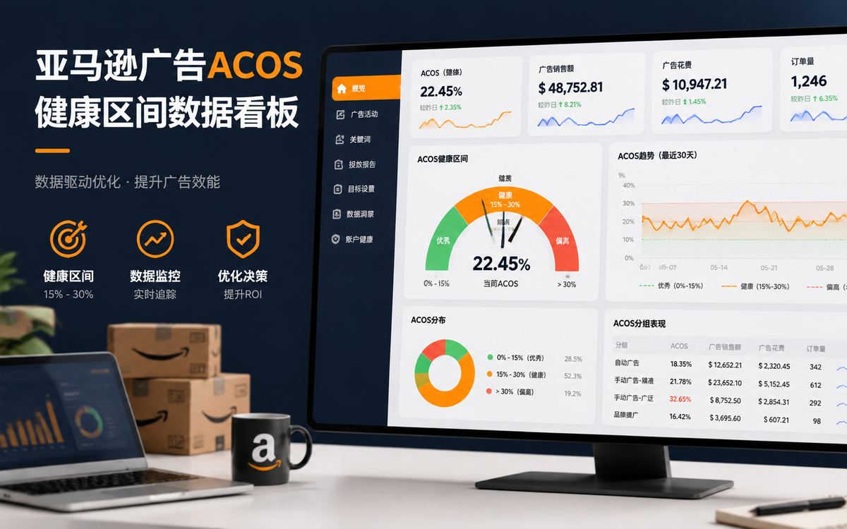 亚马逊广告ACOS健康区间数据看板